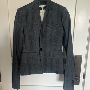 Veronica Beard Like New Navy and White Herringbone Dickey Jacket Blazer size 0